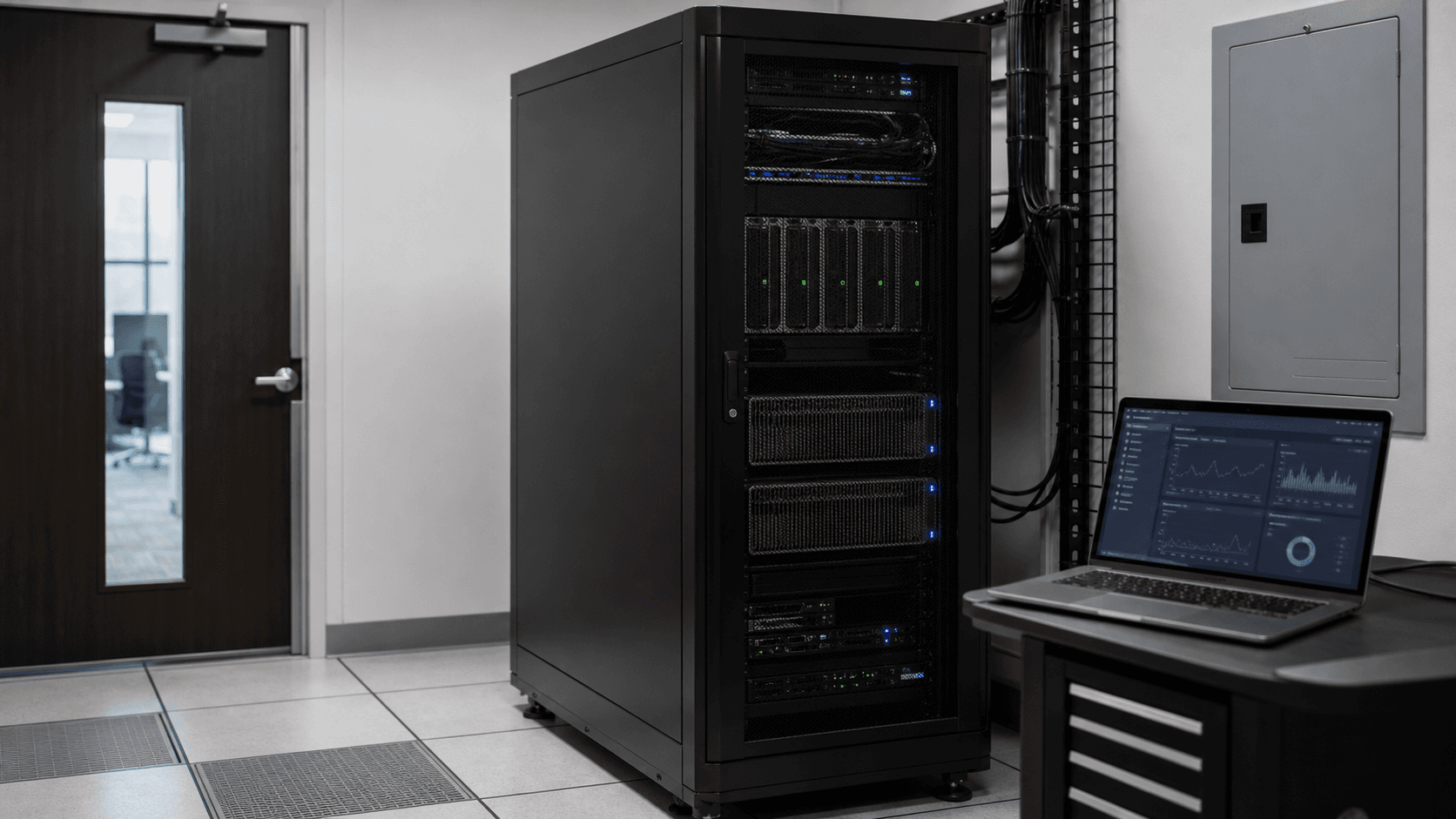 Clean private AI server room with local infrastructure
